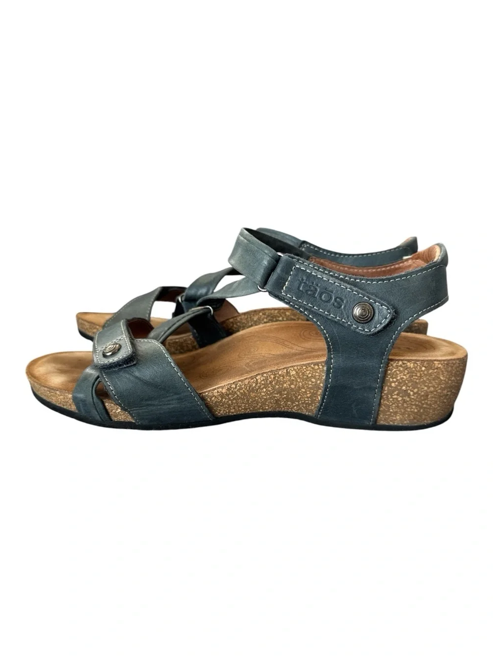 Taos Universe Leather Comfort Sandals Blue Gray Size 9-9.5 / EU 40